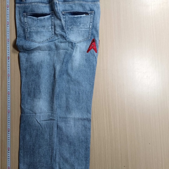 Gray Distressed Jeans with Red Lettering - Picture 6 of 8